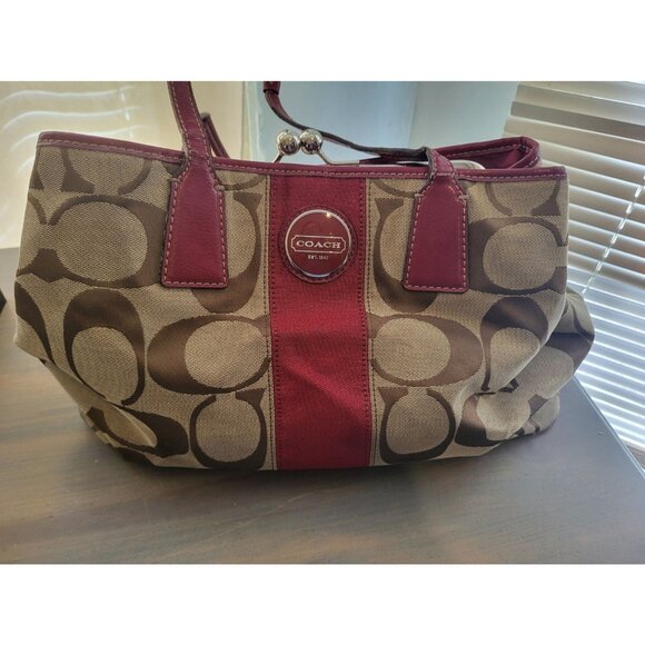 Coach purse hobo vintage signature stripe shoulder bag